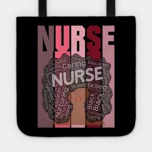 Black Nurse Words in Afro Hair Tote