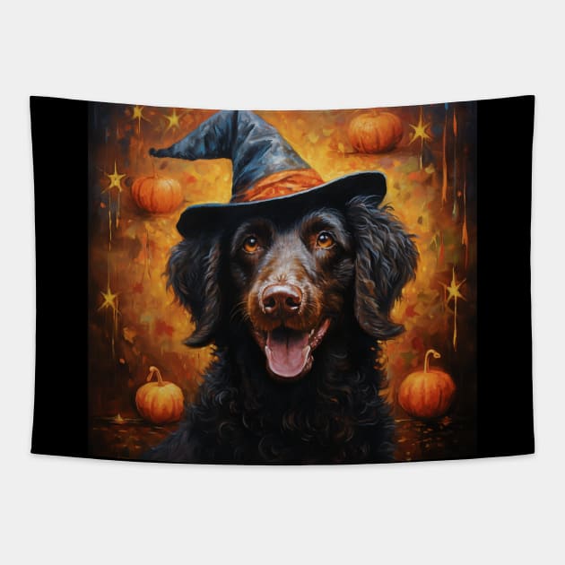 Halloween Curly Coated Retriever Tapestry by NatashaCuteShop