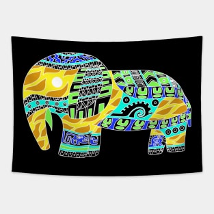 mexican golden totonac elephant in ecopop pattern arts Tapestry