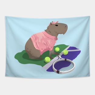 Capybara Tennis - Pink Tapestry