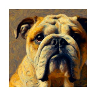 The Stare - Bulldog in Vincent Van Gogh Style T-Shirt