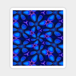 Deep Blue Flower Pattern Magnet