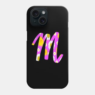 Letter m purple cursive  personalized custom name monogram initials Alphabet M capital letter M Phone Case