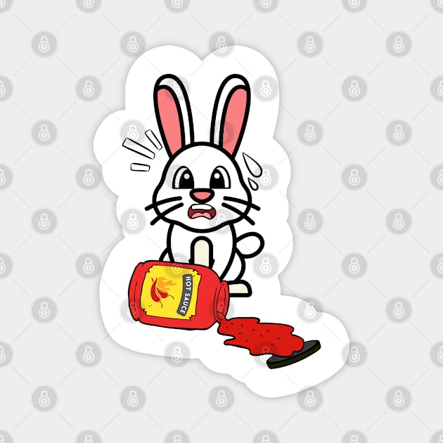 Cute Bunny Spills Hot Sauce Tabasco Magnet by Pet Station