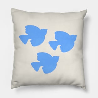 Bird painting - blue Pillow