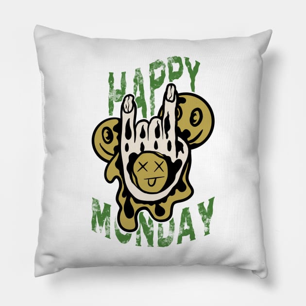 Happy monday Pillow by Bayuktx