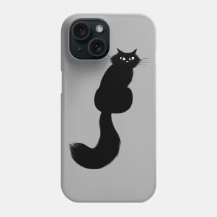 Cool Cat - Longhaired Black Cat with Long Tail Phone Case