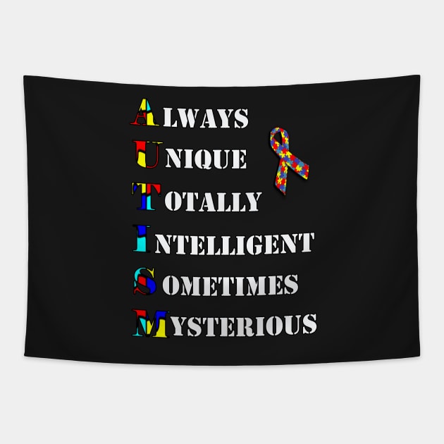 Autistic Interpretations Gift Puzzle Letters Quote Autism Awareness Tapestry by tamdevo1