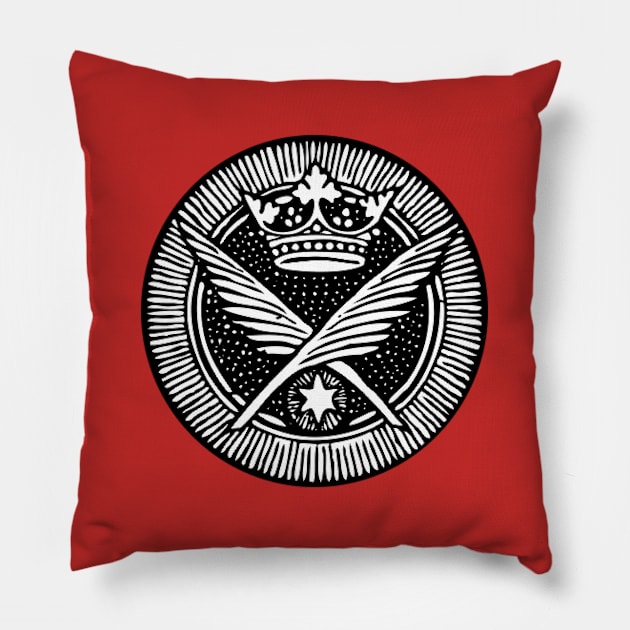 Crown & Palm | Line Art | Black & White | Catholic | Christianity | Kingdom | Christ | Missal | Western Civilization | Medieval | Neoclassical Pillow by DeoGratias