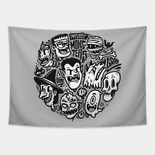 Classic Monsters V1 Tapestry by StudioM6