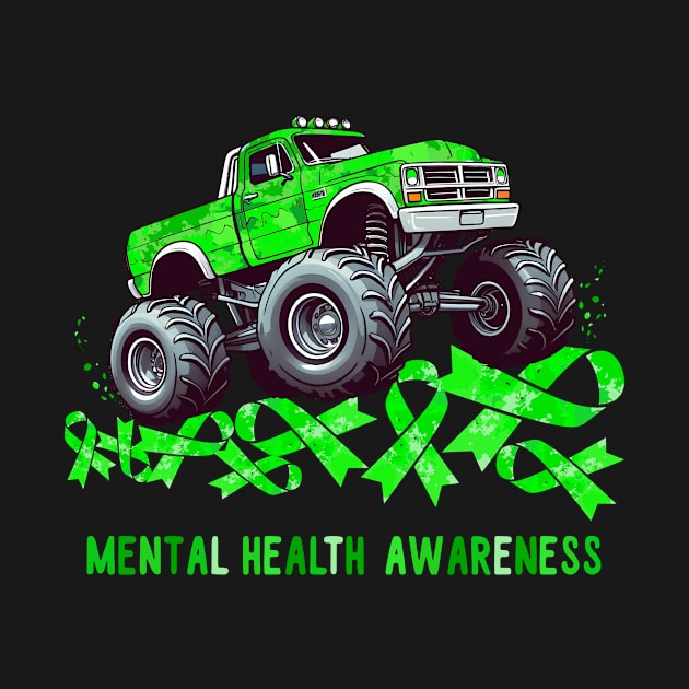 Monster Truck Ribbon Mental Health Awareness by TopChoiceTees