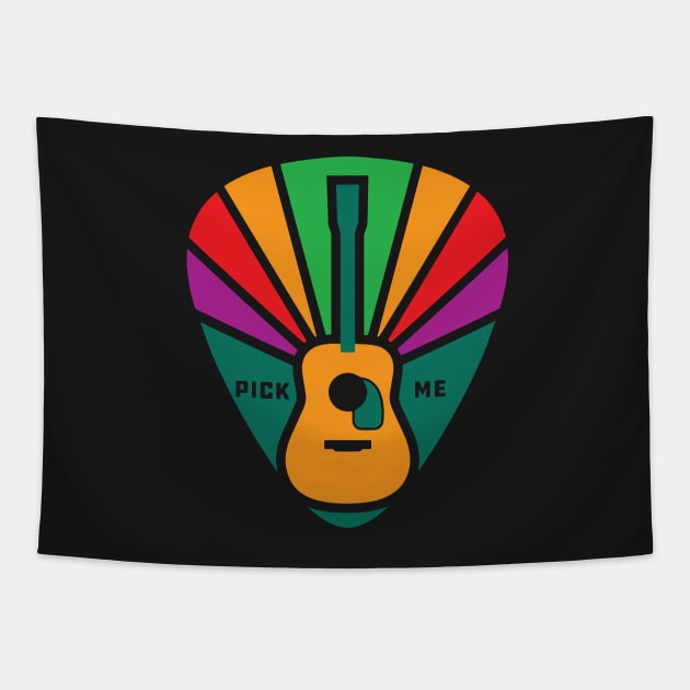 Vintage Guitar Pick, Guitarist Retro acoustic guitarra pick me colorful Tapestry by laverdeden