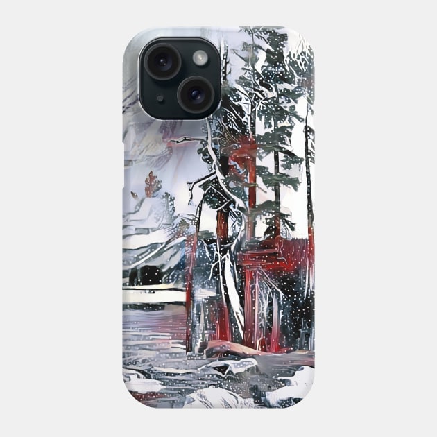 Winter Lake Scenery Phone Case by ArtlyStudio