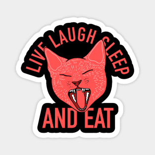 Cute Cat Yawning - Live Laugh Sleep - Aesthetic Tumblr Meow Kitty Magnet