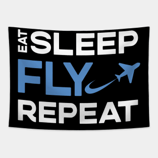 Eat Sleep Fly Repeat Tapestry