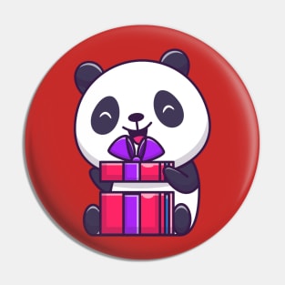 Cute Panda Opening Birthday Gift Cartoon Pin