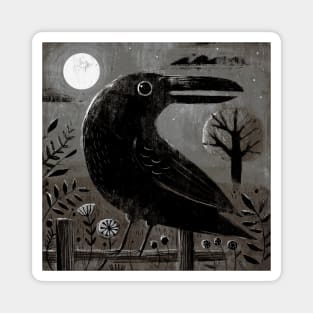 Crow in the Moonlight Magnet