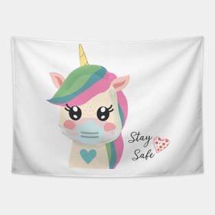 Watercolor Baby Unicorn Face mask Tapestry