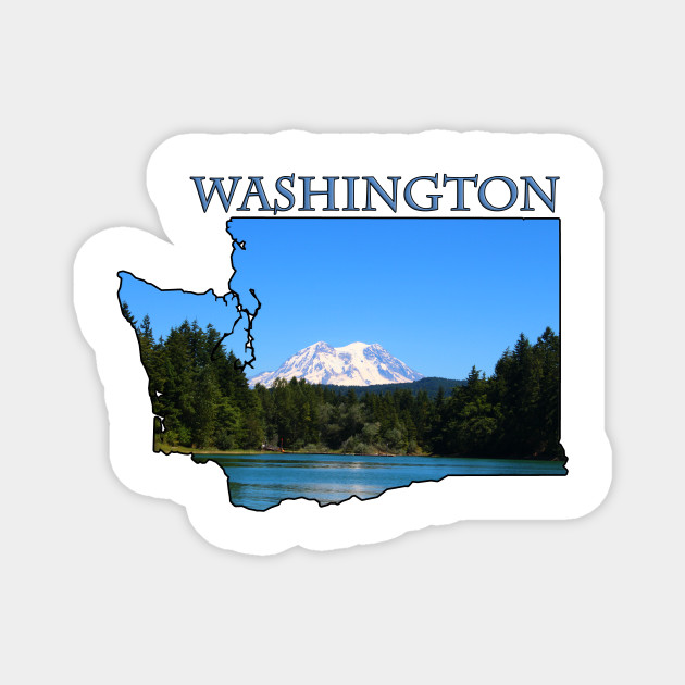 Washington State Outline Mt Rainier Washington Magnet Teepublic Rainier in washington, usa, including liberty cap, many glaciers, and little tahoma peak. teepublic