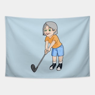 Woman golfing for fitness and fun Tapestry