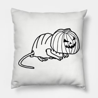 Cute Rat Wearing Halloween Horror Costume Minimal Line Art Pillow