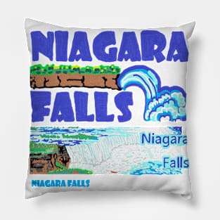 niagara falls, oil painting Pillow