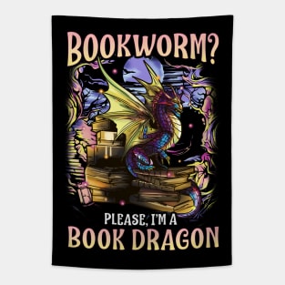 Bookworm Please I'm A Book Dragon Funny Quotes Tapestry