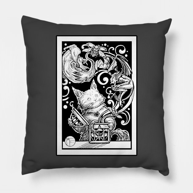 Opening Pandora's Box - Black Outlined Design Pillow by Nat Ewert Art