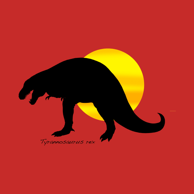 Tyrannosaurus Rex Silhouette with Sun by davidroland