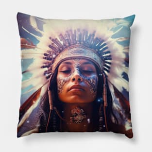 Native Indian Warrior Spirit Fantastic Cosmic Magical Pillow