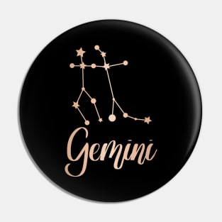 Gemini Zodiac Constellation in Rose Gold - Black Pin