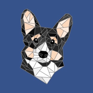 Corgi Black Stained Glass T-Shirt