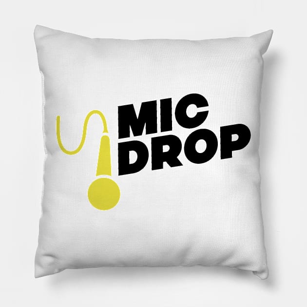 Mic Drop NZ (Black Text) Pillow by Mic Drop