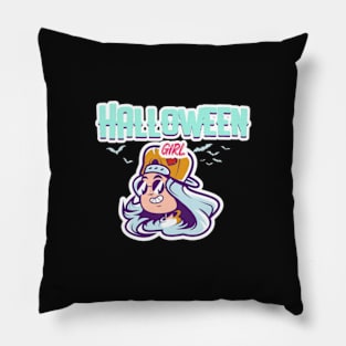 Halloween Girl Orange Hat Pillow