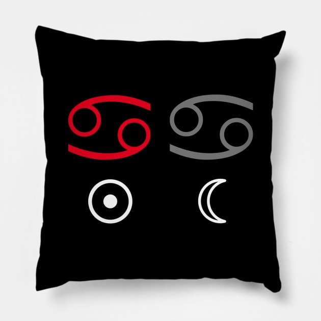 Cancer Sun Cancer Moon Zodiac Sign Pillow by Horosclothes
