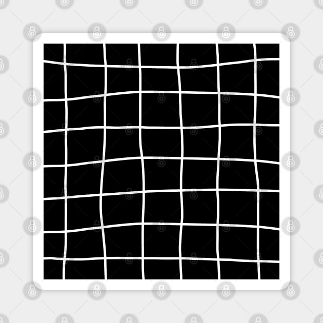 Large Hand Drawn Grid (white/black) Magnet by designminds1