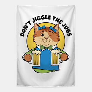 Don't Jiggle the Jugs Beer Cat Tapestry