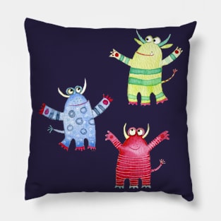 Watercolor Monsters Pillow