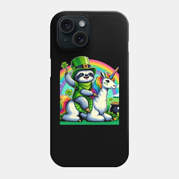 Leprechaun Sloth Riding Llama Unicorn St Patricks Day Phone Case by click2print