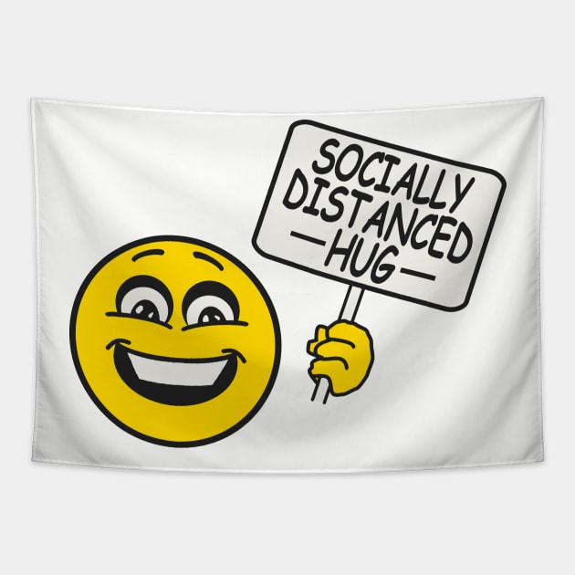 Socially Distanced Hug Sign Tapestry by Etopix