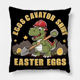 Eggscavator Shirt Dino Easter Egg Hunt Adventurer Funny Pillow