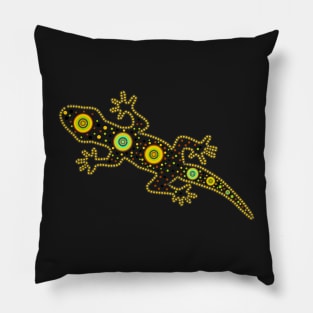 Lizard- aboriginal in green Pillow