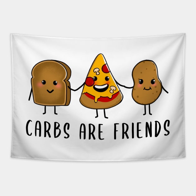 Carbs are friends Cute Foods Tapestry by SusanaDesigns