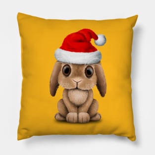 Baby Bunny Wearing a Santa Hat Pillow