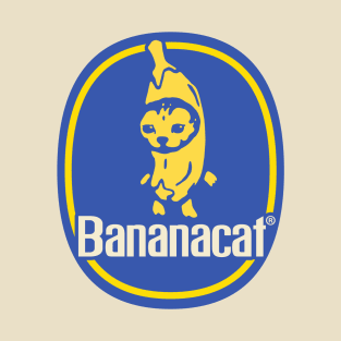 Banana Cat Meme | Happy | Banana Brand Sticker T-Shirt