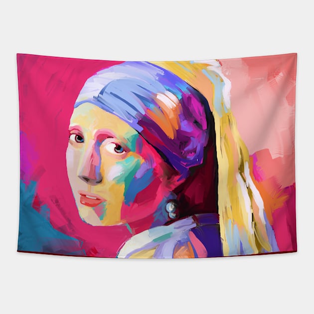 girl with a pearl earring Tapestry by mailsoncello