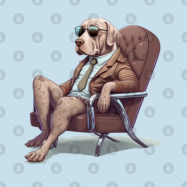 Weimaraner The Bounty Hunter Relaxing After a Hard Day by Bee's Pickled Art