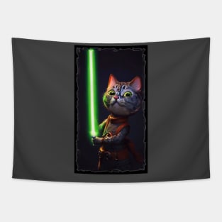 Fun Cat Print ~ AI Art ~ Fantasy Cat ~ Sci-fi Cat ~ Cats with Lightsabers Tapestry