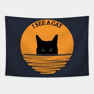 hold on i see a cat vintage cat mom kitten funny cat Tapestry