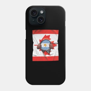 Argentina Flag Canadian Flag Ripped Open - Gift for Argentinian From Argentina Phone Case